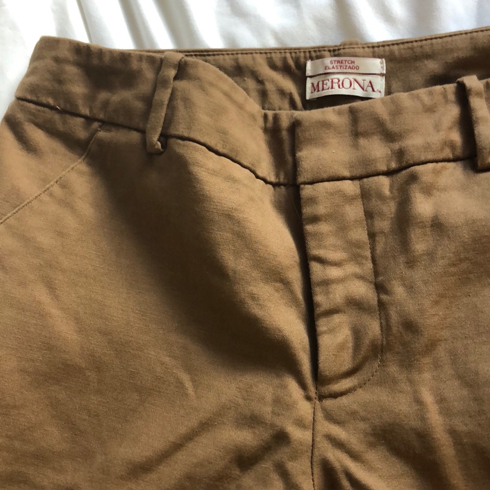 Khaki dress pants, cropped